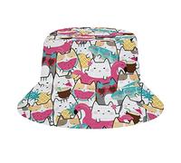DJNGN Sombrero de Pescador, Sombrero de Pescador para Mujeres y Hombres, Kawaii Summer Cute Cats Print Bucket Hats Sun Hat Packable Unisex para Summer Beach Outdoor