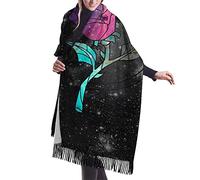 DJNGN Stained Glass Rose Galaxy Cashmere Scarf for Women Men Lightweight Oversized Fashion Soft Winter Scarves Fringe Shawl Wrap