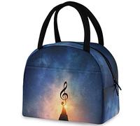 DJNGN Trendy Starry Sky Music Sign Bolsa de almuerzo reutilizable, bolsa de contenedor térmica aislada para el trabajo de regreso a la escuela Picnic Viajes Pesca Playa