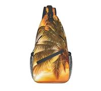 DJNGN Tropical Beach Palm Tree Sunset Crossbody Chest Bag, bandolera, mochila de senderismo al aire libre de fin de semana, adecuada para hombres y mujeres