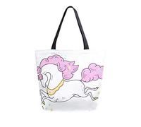 DJNGN Unicornio mágico Lindo bolso de lona Bolso de transporte Bolso de hombro para compras Bolsa de viaje Bolsas de comestibles reutilizables