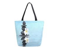 DJNGN Zen Spa Stones Flower Canvas Tote Bag Mujer Casual Bolso de hombro grande reutilizable compras bolsa de comestibles