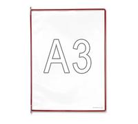 Djois, 113003 - Pack de 10 Fundas con Pivotes Metálicos A3 - PVC Antirreflejo, Marco de Acero, Compatibles con Soportes Tarifold para Consulta de Documentos - Rojo