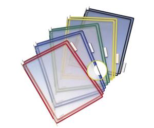 Djois, 113009 - Pack de 10 Fundas con Pivotes Metálicos A3 - PVC Antirreflejo, Marco de Acero, Compatibles con Soportes Tarifold para Consulta de Documentos - Surtidos