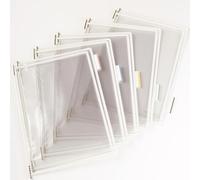 Djois, 114002 - Pack de 10 Fundas con Pivotes Metálicos A4 - PVC Antirreflejo, Marco de Acero, Compatibles con Soportes Tarifold para Consulta de Documentos - Blanco