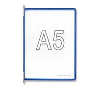 Djois, 115001 - Pack de 10 Fundas con Pivotes Metálicos A5 - PVC Antirreflejo, Marco de Acero, Compatibles con Soportes Tarifold para Consulta de Documentos - Azul