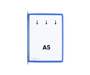 Djois, 115001 - Pack de 10 Fundas con Pivotes Metálicos A5 - PVC Antirreflejo, Marco de Acero, Compatibles con Soportes Tarifold para Consulta de Documentos - Azul