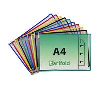 Djois, 117009 - Fundas con Pivotes A4 Horizontal, 10 uds, Surtidos | PVC Antirreflejo, Marco de Acero, Pivotes Metálicos, Compatibles con Soportes Tarifold para Consulta