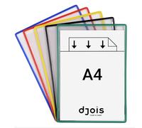 Djois 134509 - Bolsas Tarifold estándar sin juntas, A4, surtidos, 5 unidades, movilidad, durabilidad, PVC antideslumbrante, retrato/horizontal, documentos, talleres, máquinas, garajes