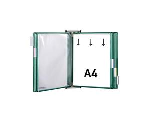 Djois, 414605 - Sistema de presentación de pared magnético A4 retrato - 10 bolsillos giratorios de PVC antirreflectante - Tarifold Pantalla profesional, industria, almacenes, tiendas, oficinas - Verde