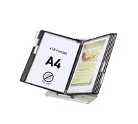 Djois, 434157 - Expositor de Sobremesa A4 con 10 Fundas Antimicrobianas con Pivotes - PVC con Iones de Plata, Sistema Tarifold para Hospitales, Cocina, Laboratorio y Recepción - Negro