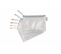 Djois, 509020 - Pack de 8 Bolsas Multiusos Zipper A5 Pastel - Bolsa con Cremallera para Documentos y Accesorios, PVC Reforzado Transparente -porta todo para oficina, viaje y colegio