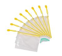 Djois, 509064 - Pack de 8 Bolsas Multiusos Zipper A6 - Bolsa con Cremallera para Documentos y Accesorios, PVC Reforzado Transparente - Amarillo, porta todo para oficina, viaje y colegio
