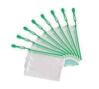 Djois, 509065 - Pack de 8 Bolsas Multiusos Zipper A6 - Bolsa con Cremallera para Documentos y Accesorios, PVC Reforzado Transparente - Verde, porta todo para oficina, viaje y colegio