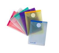 Djois, 510219 - Pack de 6 Carpetas Sobre A7 - Cierre textil scratch, Carpeta Sobre Portadocumentos, Polipropileno Reciclado - Surtidos - para tarjetas tamaño 7,4 x 10,5 cm