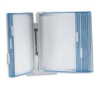 Djois, 714301 - Expositor de Pared Design A4 con 10 Fundas PP Antirreflejo - Sistema Tarifold Inclinable para Oficina, Recepción, Comercio y Consulta de Documentos - Azul