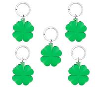 Djois - Llavero a juego - Forma trébol Lucky Charm - Anillos cromados planos - 5 llaveros - Plástico reciclado acrílico - Verde Translúcido - Fabricado en los Países Bajos, verde translúcido, Talla