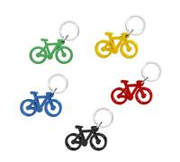 Djois - Llavero Forma de bicicleta - Anillas cromadas planas - 5 llaveros - Plástico reciclado acrílico - azul, verde, amarillo, rojo, negro - Fabricado en los Países Bajos, surtidos,