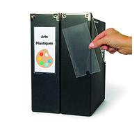 Djois made by 3L 10345- Pack de 6 Porta-etiquetas autoadhesivas transparente, 62 x 150 mm -Identificación de archivadores, cajones, estanterías- tarjetas blancas para rotular incluidas