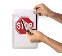 Djois made by Tarifold 194970- Pack 2 Magneto, Marco Informativo A5 Adhesivo reposicionable y cierre magnético- Señalización Pared y Cristal (Normas, Carteles, Menu, Horarios) - gris plateado