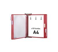 Djois made by Tarifold 414103- Expositor de pared A4 para catálogos con fijación y 10 fundas PVC, color rojo
