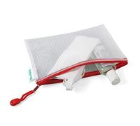 Djois made by Tarifold 509023- Lote 8 Bolsas de Archivo con Cremallera de Malla A5, Carpetas A5 de Plástico de Impermeable para Documentos, Recibos Papelería Oficina Viaje escuela, hogar, color Rojo