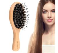 Djowyh Cepillo para suavizar el cabello, cepillo para el cabello de cerdas relajantes - Jabalí cermeo de cerebro cepillo para el cabello frizzy reducido con mango de madera | Suministros de aseo,