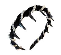 Djowyh Diadema de perlas para niña, accesorio para el pelo ondulado, bandas de cerebro de perla, no antideslizantes, accesorios para el cabello para mujeres