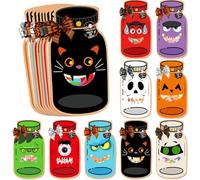 Djowyh Pequeñas bolsas de dulces de Halloween - Bolsas festivas para dulces con tarjetas de etiquetas | Organizador festivo para proyectos prácticos en la escuela, reuniones, hogar, aula, preescolar