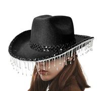 Djowyh Sombrero de para hombre | Sombrero de baile de máscaras, tocado brillante para festival con borlas de diamantes de imitación para fotografía viajes