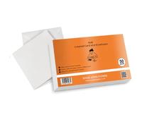 DJP 8"x8" tarjetas blancas brillantes y sobres - 300gsm tarjeta pre-plegada para fácil plegable - Pack de 50