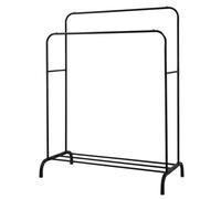 DJPF Burro Perchero Metálico con Doble Barra, NEGRO, 144x33x109 cm, Estante Zapatero, para Ropa, Entrada, Dormitorio, Vestidor