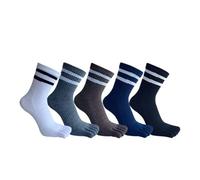 DJSKLDF Calcetines Tabi 5 pares de calcetines cinco dedos for hombre, calcetín algodón a rayas liso Simple que absorbe el sudor, transpirable, cálido, suave y elástico(5 Pairs Mixed)