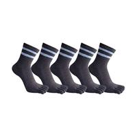 DJSKLDF Calcetines Tabi 5 pares de calcetines cinco dedos for hombre, calcetín algodón a rayas liso Simple que absorbe el sudor, transpirable, cálido, suave y elástico(5 Pairs brown)