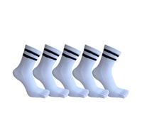 DJSKLDF Calcetines Tabi 5 pares de calcetines cinco dedos for hombre, calcetín algodón a rayas liso Simple que absorbe el sudor, transpirable, cálido, suave y elástico(5 Pairs white)