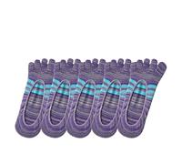 DJSKLDF Calcetines Tabi 5 pares de calcetines invisibles verano for hombre, algodón, a rayas colores, finos, suaves, boca poco profunda, transpirables, dedos(Purple)