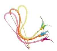 DJSKLDF Juguete Interactivo Gato 3pcs Mix Feather Teasing Cat Stick Elastic Mesh Tube Toy Rod Kitten Interactive Toys Pet Wand