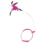 DJSKLDF Juguete Interactivo Gato Cat Collar Toy Attached, Silicone Teasing Wand Adjustable Feather Toys with Bell Interactive Teaser(Pink)
