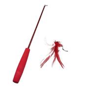 DJSKLDF Juguete Interactivo Gato Cat Teaser Wands Three-Section Telescopic Fishing Pole Wand Kitten Funny Catcher Stick Rod Interactive Toys(Red)
