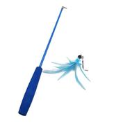 DJSKLDF Juguete Interactivo Gato Cat Teaser Wands Three-Section Telescopic Fishing Pole Wand Kitten Funny Catcher Stick Rod Interactive Toys(Blue)