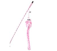 DJSKLDF Juguete Interactivo Gato Cat Toys Funny Stick Bouncy Rod Bell Bait Toy Plush Longtail Mouse Stripe Pet Supplies Accessories(Pink)