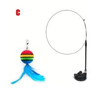 DJSKLDF Juguete Interactivo Gato Cat Toys Interactive Funny Feather Wand Suction Cup Ball Feathers Replacements with Bells For Indoor Cats Kitten Exercise(Color3)