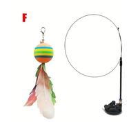 DJSKLDF Juguete Interactivo Gato Cat Toys Interactive Funny Feather Wand Suction Cup Ball Feathers Replacements with Bells For Indoor Cats Kitten Exercise(Color6)