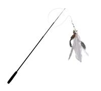 DJSKLDF Juguete Interactivo Gato Four Section Telescopic Cat Stick 1.8m Super Long Fishing Rod Scratch Resistant Feather Toy Pet Supplies(White)