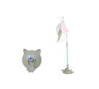 DJSKLDF Juguete Interactivo Gato Funny Cat Toys Interactive Detachable Teaser Wand with Sucker Base Fluffy Feather Kitten Play Toy For Supplies(Green)