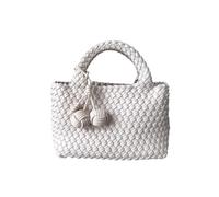 DJSKLDF Leather Bags Women Bolso de cesta tejido a mano o bandolera for mujer con una sola correa inclinada, diseño original para Vacaciones(White)