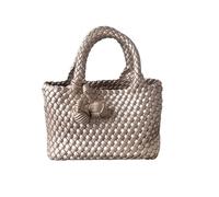 DJSKLDF Leather Bags Women Bolso de cesta tejido a mano o bandolera for mujer con una sola correa inclinada, diseño original para Vacaciones(Champagne)