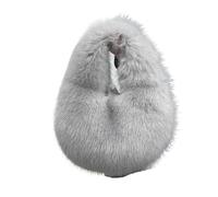 DJSKLDF Puffer Tote Bag Bolso de mano felpa con forma media luna, piel sintética, esponjoso, for mujer, invierno, for fiesta, informal para Diarias(Grey)