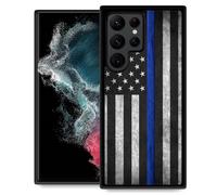 DJSOK Compatible with Samsung Galaxy S23 Ultra Case,Thin Blue Line Flag for Girl Men Drop Protection Pattern with Soft TPU Bumper Case for Samsung Ga