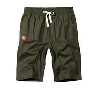 Djtnzdm Pantalones Cortos Hombre Shorts Verano Algodon Pantalon de Trabajo Corto Hombre Deporte Bermudas Hombre Casual Shorts Hombre Playa(Verde-L)